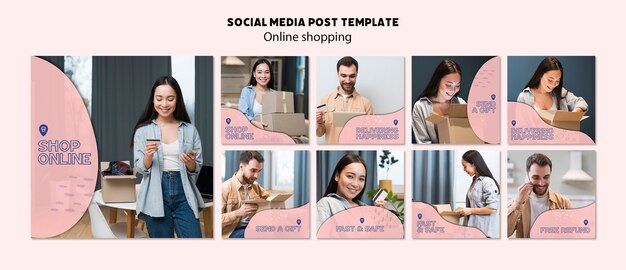 Tema online de compras para publicação em mídia social