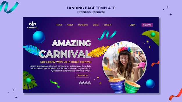 PSD grátis template da web de carnaval brasileiro