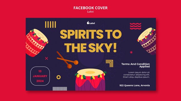 Template de capa do Facebook da celebração de Lohri