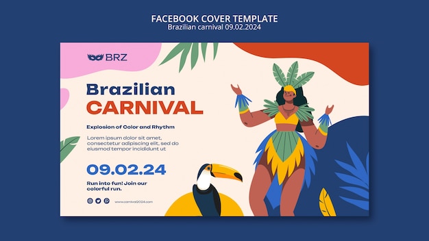 PSD grátis template de capa do facebook para a celebração do carnaval