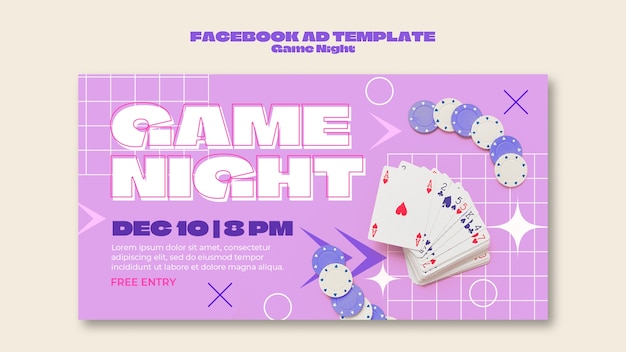 PSD grátis template de entretenimento de noite de jogo no facebook