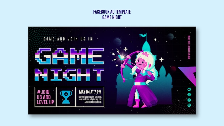 PSD grátis template de entretenimento de noite de jogo no facebook