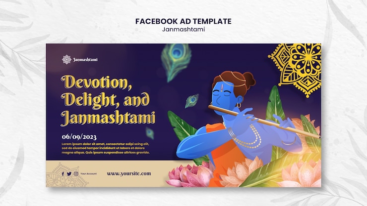 PSD grátis template de facebook para a celebração de janmashtami