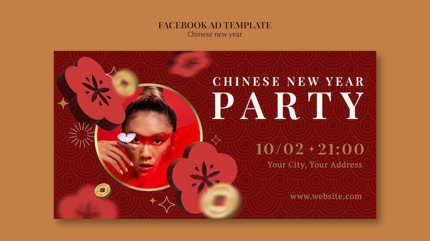 PSD grátis template de facebook para a celebração do ano novo chinês