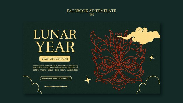 PSD grátis template de facebook para a celebração do ano novo lunar