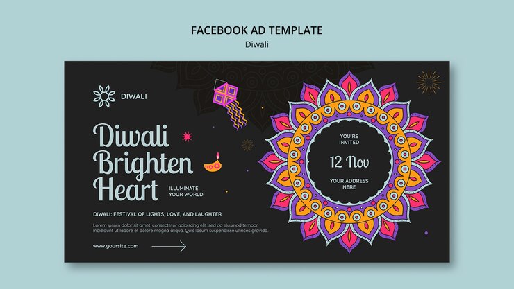 PSD grátis template de facebook para celebração de diwali
