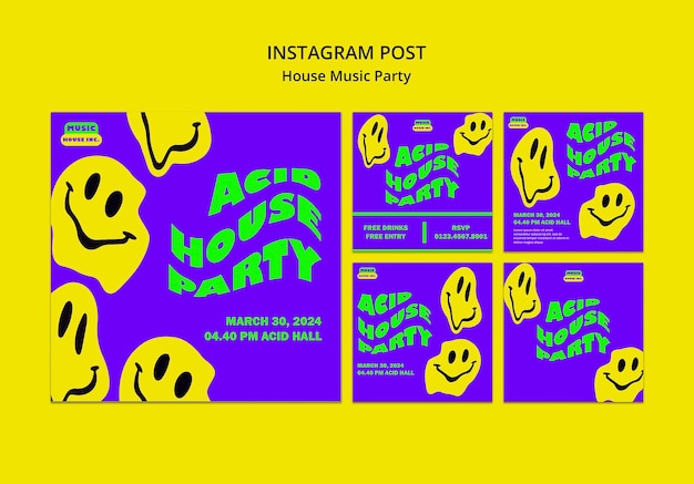 Template de postagens do instagram de festas de música house
