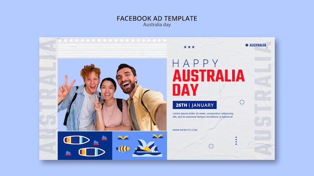 PSD grátis template do facebook para a celebração do dia da austrália