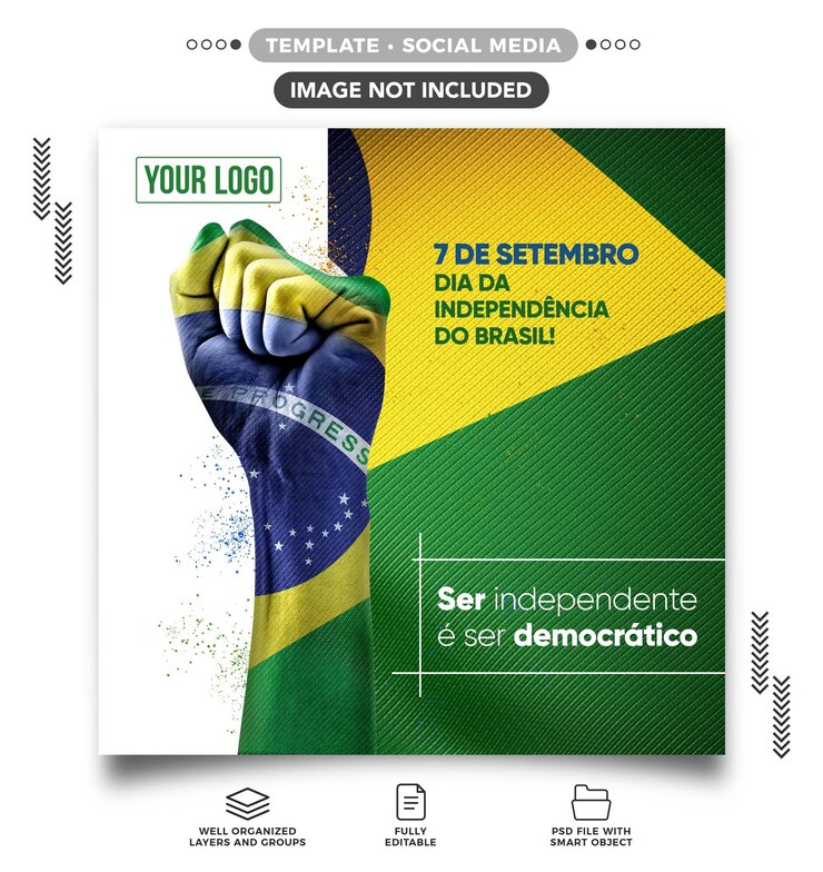 PSD grátis template social media feed independência do brasil