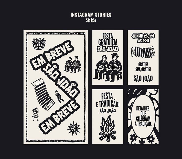 PSD grátis templates de histórias do festival do são joão no instagram