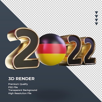Texto 3d 2022 bandeira da alemanha renderizando vista esquerda