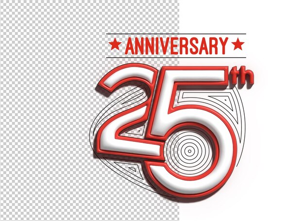 Texto de celebração 3D do aniversário de 25 anos