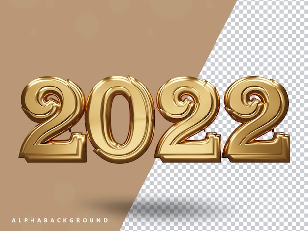 Texto dourado de ano novo 2022 Psd Premium