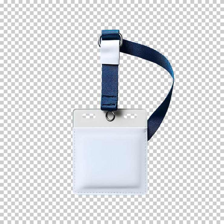 PSD grátis titular de identificação em branco branco com cordão azul isolado no fundo