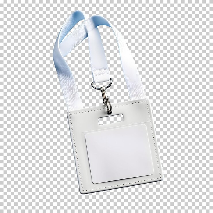 PSD grátis titular de identificação em branco isolado branco com cordão