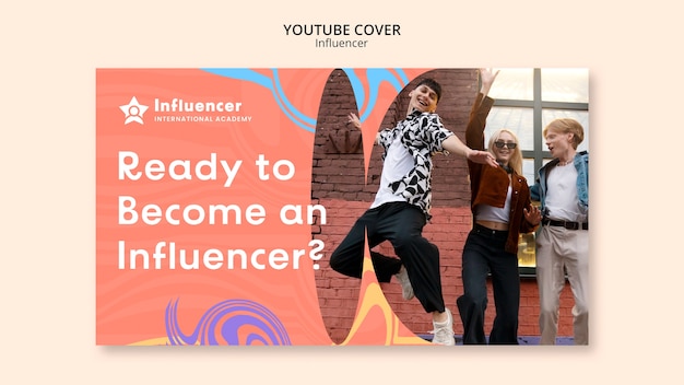 Trabalho de influenciador de design plano capa do youtube