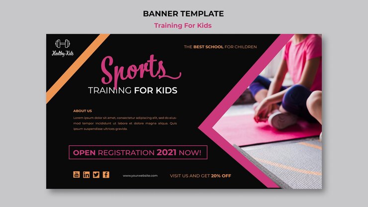 PSD grátis treinamento para crianças banner design