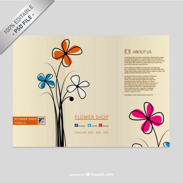 PSD grátis trifold livre brochura floral mock-up
