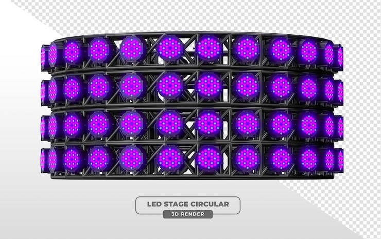 PSD grátis truss circular triplo com luzes de palco led azuis renderização 3d