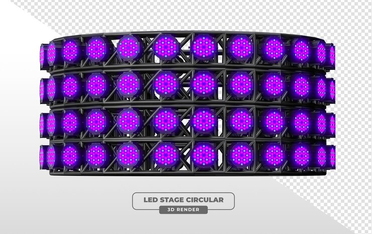 PSD grátis truss circular triplo com luzes de palco led azuis renderização 3d