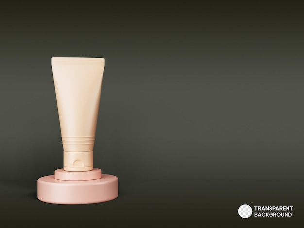 Tubo de creme cosmético brilhante com ilustração de renderização 3d ícone de espaço de cópia