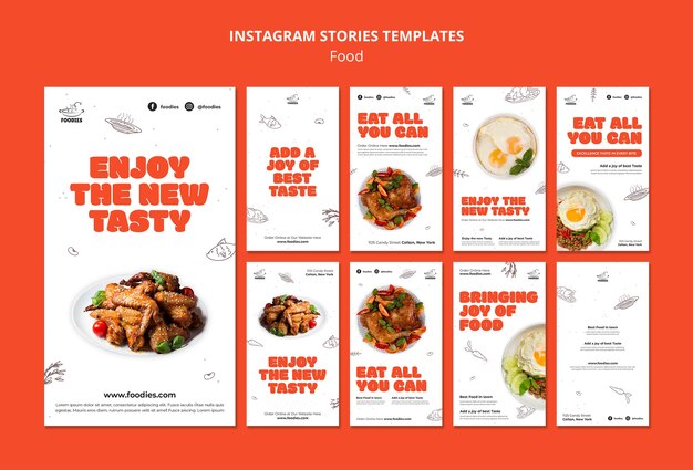Tudo o que você pode comer coleção de histórias do instagram do restaurante
