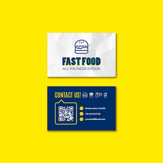 PSD grátis um delicioso cartão de visita de fast food.