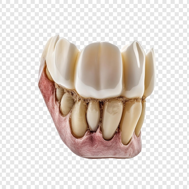 Um dente dolorido em meio a dentes saudáveis isolados em fundo transparente