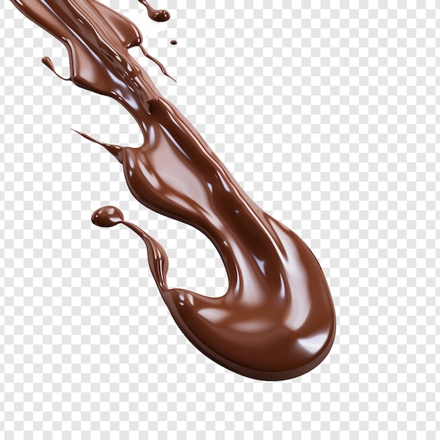 Um fluxo de chocolate derretido isolado em fundo transparente