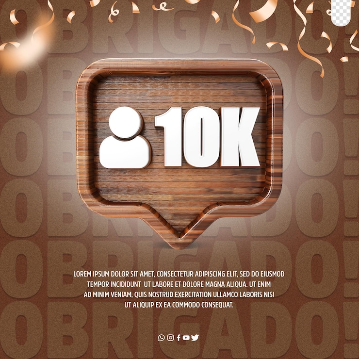 PSD grátis um pôster para um evento de mídia social com as palavras 10k nele logotipo 3d 10k seguidores