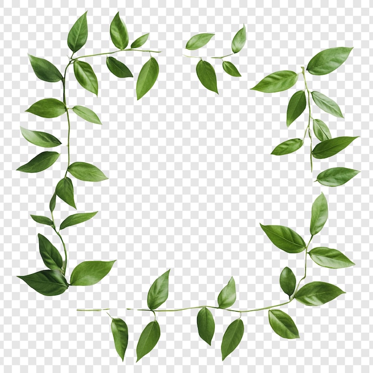 PSD grátis um quadrado de folhas verdes vibrantes emoldurado por uma vegetação exuberante