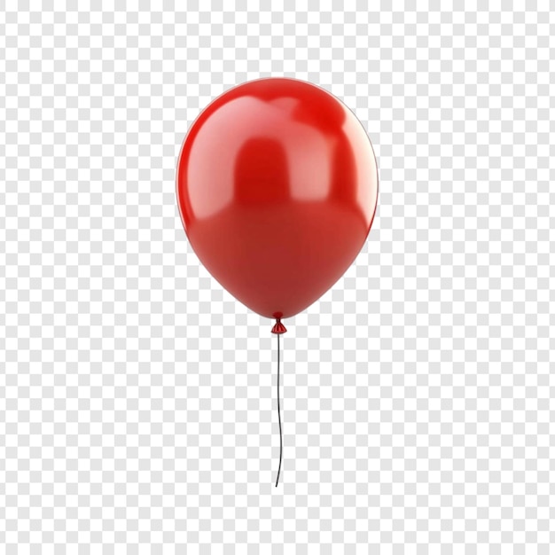 Um único balão vermelho isolado em fundo transparente