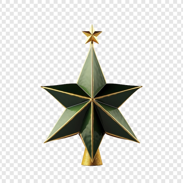 Uma árvore de natal com uma estrela isolada em um fundo transparente