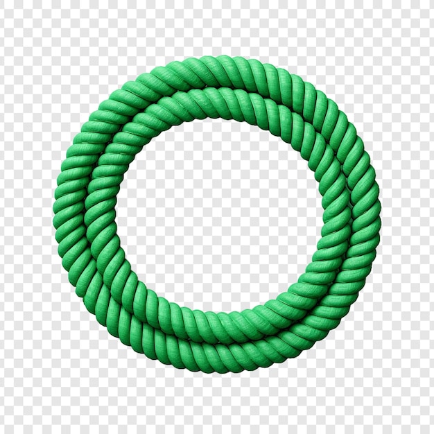 PSD grátis uma corda de plástico de cor verde é enrolada e colocada isolada em um fundo transparente