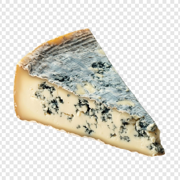 PSD grátis uma deliciosa fatia de queijo azul cremoso mostrando sua rica textura de mármore e sabor intenso