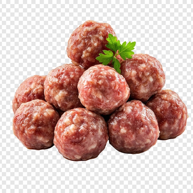 PSD grátis uma deliciosa pilha de bolinhas de carne cruas prontas para cozinhar