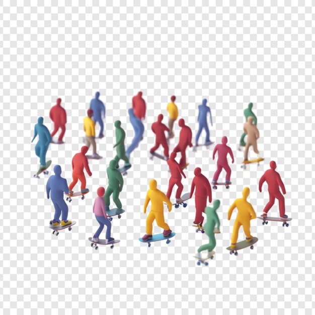 Uma multidão colorida de patinadores