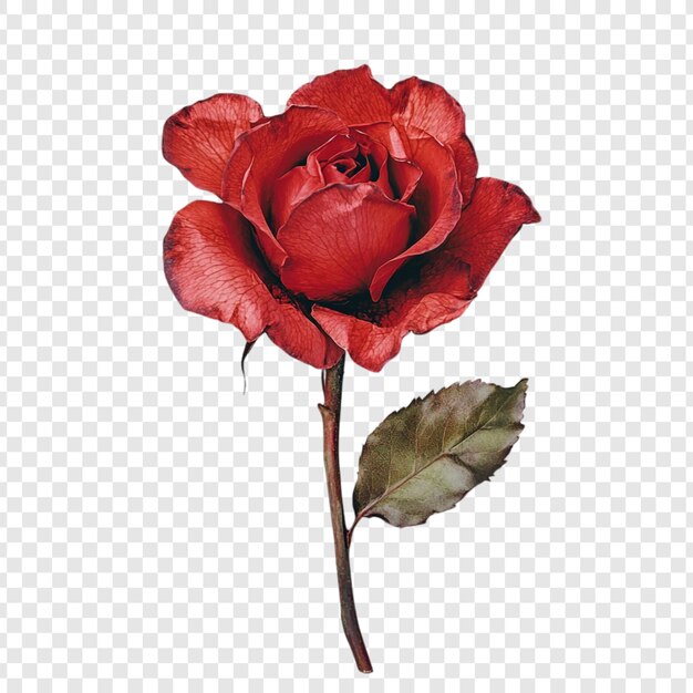 Uma única rosa vermelha, elegância e beleza em floração
