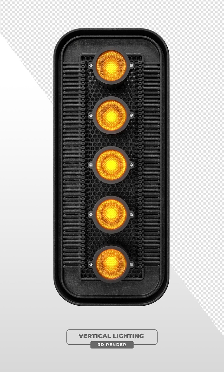PSD grátis unidade de iluminação vertical com cinco spotlights par renderização 3d