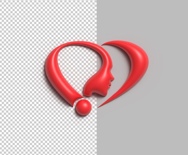 PSD grátis valentine day human shape heart 3d ilustração design.