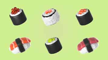 PSD grátis variedade de maquete de coleção de sushi