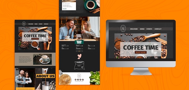 Vários modelos e telas de hora do café
