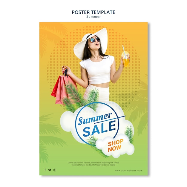 PSD grátis venda de verão estilo estilo cartaz