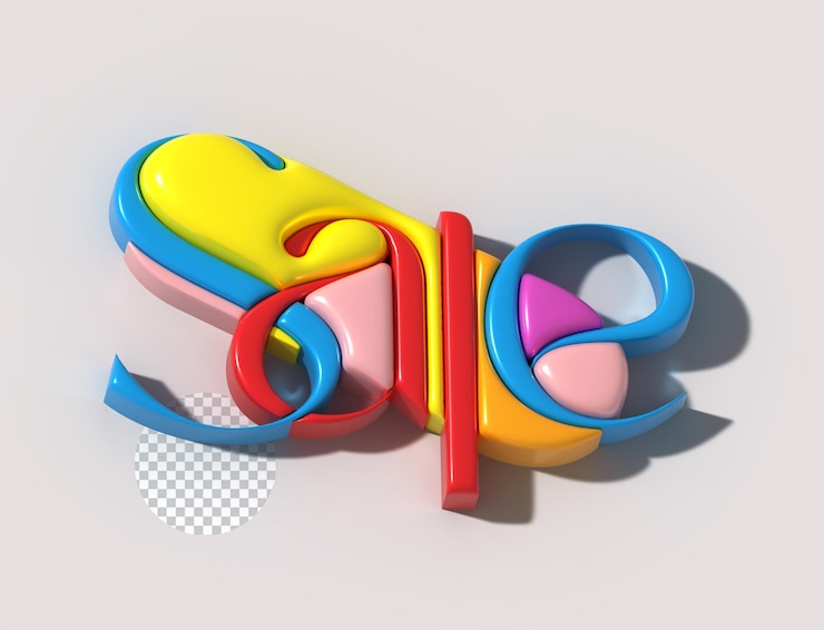 PSD grátis venda design de fonte psd transparente com letras 3d