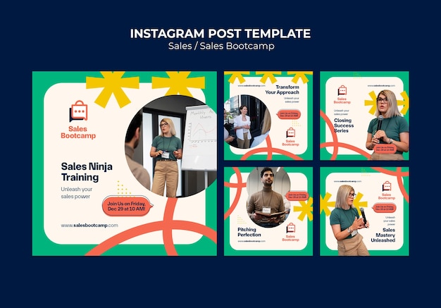 PSD grátis vendas de design plano postagens de instagram