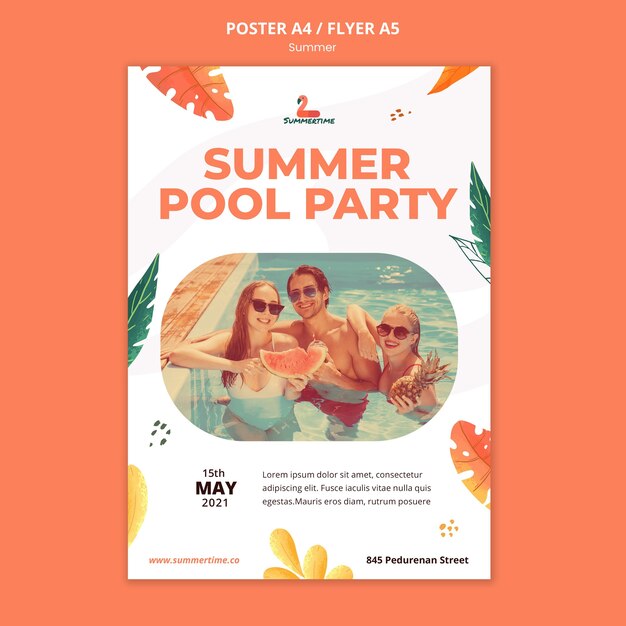 Verão modelo de cartaz do partido