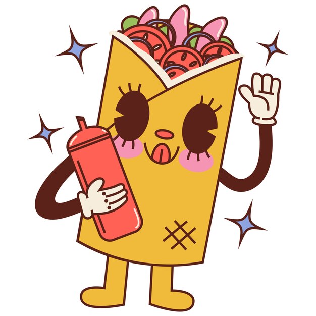 Visão de desenhos animados de comida mexicana