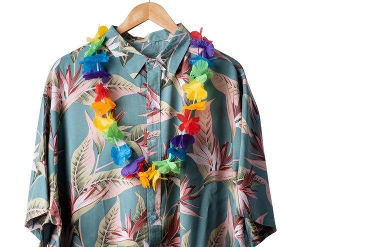 PSD grátis vista da camisa havaiana com estampa