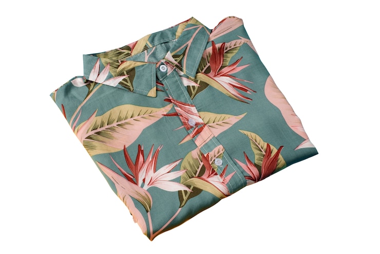 PSD grátis vista da camisa havaiana com estampa