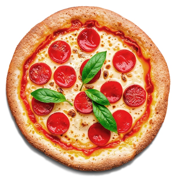 Vista de cima de uma deliciosa pizza